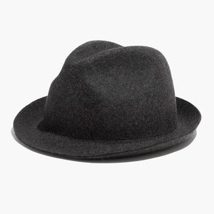 New Brixton for Madewell Charcoal Fedora Wool Hat sz Small / Medium